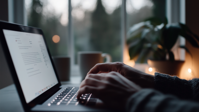 U7353792727 Photorealistic image close up of hands typing on a c7db082e c71e 4659 9fb2 79ee0dc0ce29