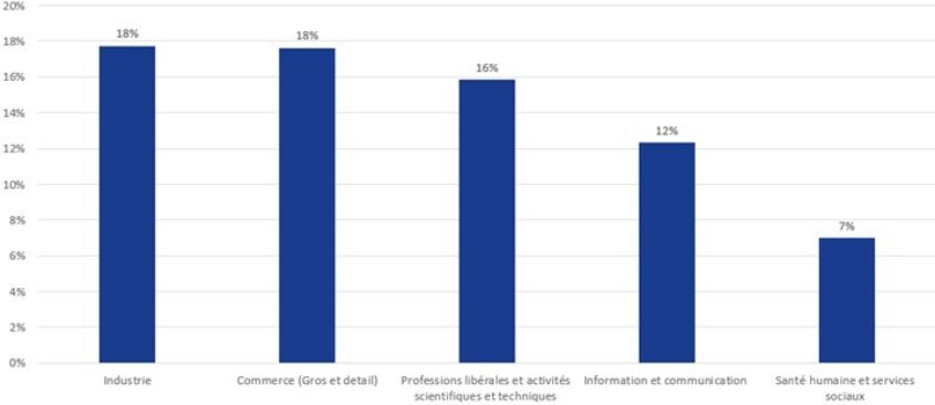 Top 5 des secteurs couverts par une cyberassurance Cyberetude 2025